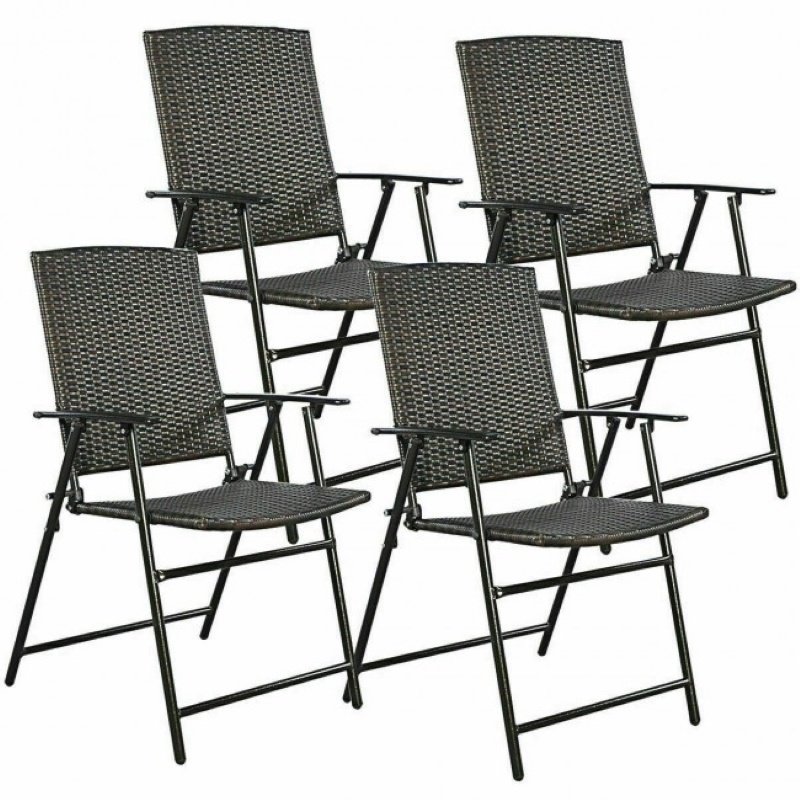 Outdoor Beach & Garden Lawn Chairs Set Of 4 Rattan Utility Folding Chair Outdoor Beach & Garden Lawn Chairs Set Of 4 Rattan Utility Folding Chair