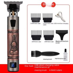 Electric Carving Hair Clipper Optical Head Electric Clipper (Option: Red Copper Monkey King LCD)