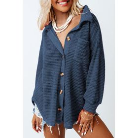Waffle Casual Shirt For Women (Option: LC2552552 Blue-S)