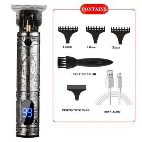 Electric Carving Hair Clipper Optical Head Electric Clipper (Option: Buddha Head Gun Black LCD)