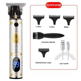 Electric Carving Hair Clipper Optical Head Electric Clipper (Option: Buddha Head Silver LCD)