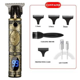 Electric Carving Hair Clipper Optical Head Electric Clipper (Option: Faucet Golden LCD)
