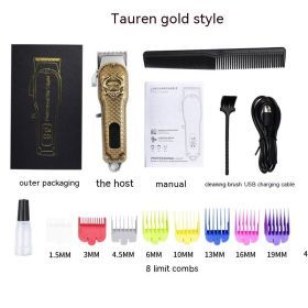 Rechargeable Digital Display Power Professional Hair Clipper (Option: YYT 600 Bull Head Gold Style)
