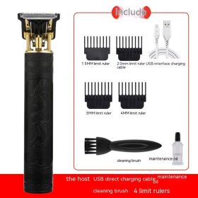Electric Carving Hair Clipper Optical Head Electric Clipper (Option: Black Dragon And Phoenix)