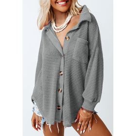 Waffle Casual Shirt For Women (Option: LC2552552 Gray-S)