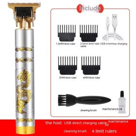 Electric Carving Hair Clipper Optical Head Electric Clipper (Option: Silver Golden Dragon)
