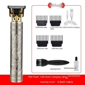 Electric Carving Hair Clipper Optical Head Electric Clipper (Option: Electroplated Dragon Phoenix)