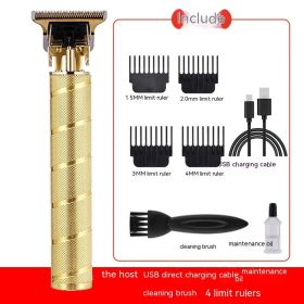Electric Carving Hair Clipper Optical Head Electric Clipper (Option: Spiral Golden)