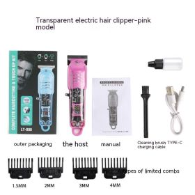 Engraving Oil Head Professional Transparent Electric Hair Clipper (Option: YYT601 Pink)