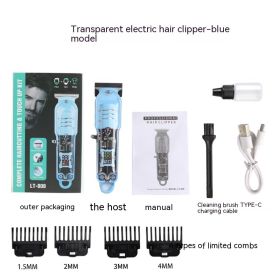 Engraving Oil Head Professional Transparent Electric Hair Clipper (Option: YYT601 Blue)