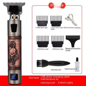 Electric Carving Hair Clipper Optical Head Electric Clipper (Option: Red Copper Ghost King LCD)