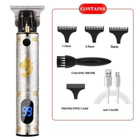 Electric Carving Hair Clipper Optical Head Electric Clipper (Option: Faucet Silver LCD)