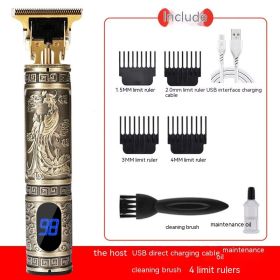 Electric Carving Hair Clipper Optical Head Electric Clipper (Option: Dragon And Phoenix LCD)