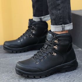 Large Size Winter Men's Shoes High-top Cotton Boots Plus Velvet To Keep Warm (Option: Black-41)