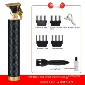 Electric Carving Hair Clipper Optical Head Electric Clipper (Option: Black Plaid)