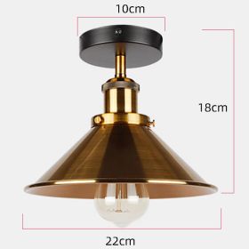Home Retro Industrial Wind Ceiling Lamp (Option: Golden Cover-Without light bulb)