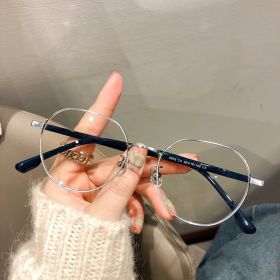 Metal Plain Myopic Face Without Makeup Glasses Acetate Frames Frame (Color: Silver)
