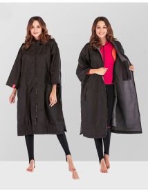 Women's Fashion Outdoor Cape Coat (Option: Black Gray-L)