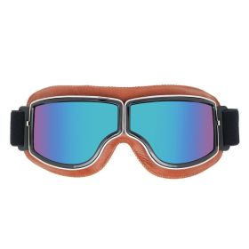 Retro Trendy Motorcycle Helmet Goggles (Option: Brown Leather Five Color Film)