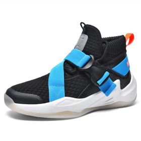 Mesh Breathable And Shock-absorbing Lightweight Soft-soled Shoes (Option: Black and blue-44)