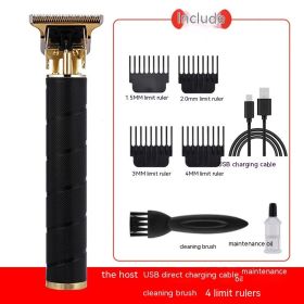 Electric Carving Hair Clipper Optical Head Electric Clipper (Option: Spiral Pattern Black)