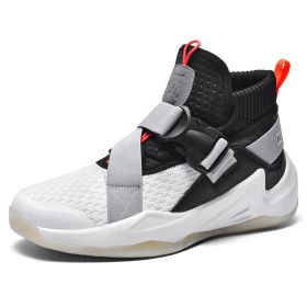 Mesh Breathable And Shock-absorbing Lightweight Soft-soled Shoes (Option: White and black.-44)