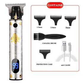 Electric Carving Hair Clipper Optical Head Electric Clipper (Option: Saiyan Silver LCD)