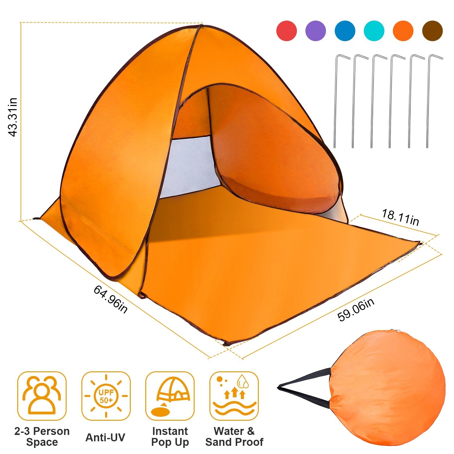 Pop Up Beach Tent Sun Shade Shelter Anti-UV Automatic Waterproof Tent Canopy for 2/3 Man w/ Net Window Storage Bag Pop Up Beach Tent Sun Shade Shelter Anti-UV Automatic Waterproof Tent Canopy for 2/3 Man w/ Net Window Storage Bag
