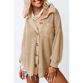 Waffle Casual Shirt For Women (Option: LC2552552 Khaki-S)