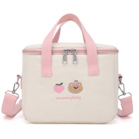 Large Capacity Portable Lunch Box Bag Thick Insulation Layer (Color: Pink)