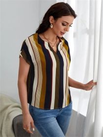 Pullover Comfort And Casual Printed Short-sleeved Top (Option: Khaki-XL)