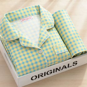 Cartoon Comfortable Ladies Two-piece Set (Option: Green Plaid-L)
