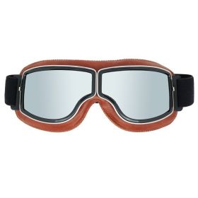 Retro Trendy Motorcycle Helmet Goggles (Option: Brown Leather Mercury Film)