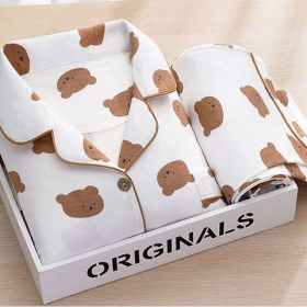 Cartoon Comfortable Ladies Two-piece Set (Option: White Bear-M)