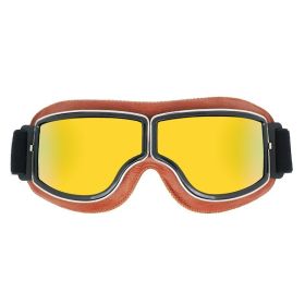 Retro Trendy Motorcycle Helmet Goggles (Option: Brown Leather Sheet)