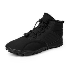 Fleece-lined Warm Five-finger Outdoor Sports Cotton Shoes Boots Wear-resistant Non-slip (Option: Black-38)