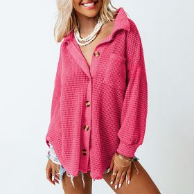 Waffle Casual Shirt For Women (Option: LC2552552 Pink-2XL)