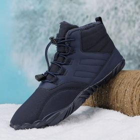 Fleece-lined Warm Five-finger Outdoor Sports Cotton Shoes Boots Wear-resistant Non-slip (Option: Blue-39)