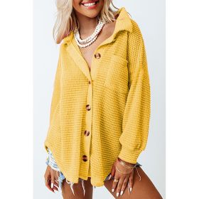 Waffle Casual Shirt For Women (Option: LC2552552 Yellow-XL)