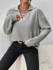 Casual Solid Color Long Sleeve (Option: Gray-2XL)