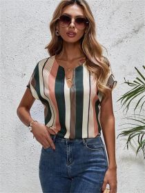Pullover Comfort And Casual Printed Short-sleeved Top (Option: Pink-3XL)
