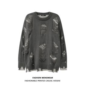 Couple Oversize Crew Neck Casual Sweater Couple (Option: Gray-XL)