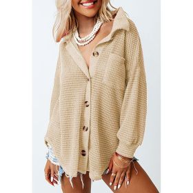 Waffle Casual Shirt For Women (Option: LC2552552 Apricot-L)