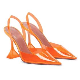 High Heel Non-slip Soft Bottom Sandals (Option: Transparent Orange 9cm-38)