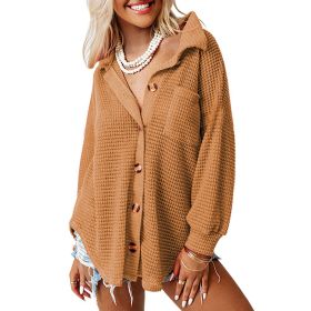 Waffle Casual Shirt For Women (Option: LC2552552 Brown-XL)