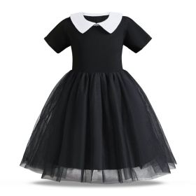 Doll Collar Mesh Umbrella Princess Dress (Option: Black Dress-120cm)